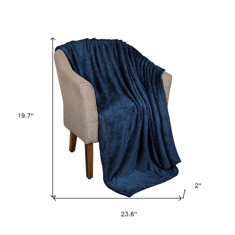 King Navy Blue Flannel Geometric Plush Blanket — view 5