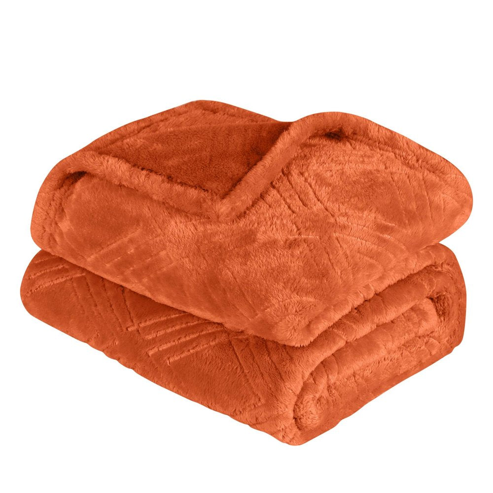 King Rust Flannel Knitted Plush Blanket — view 3