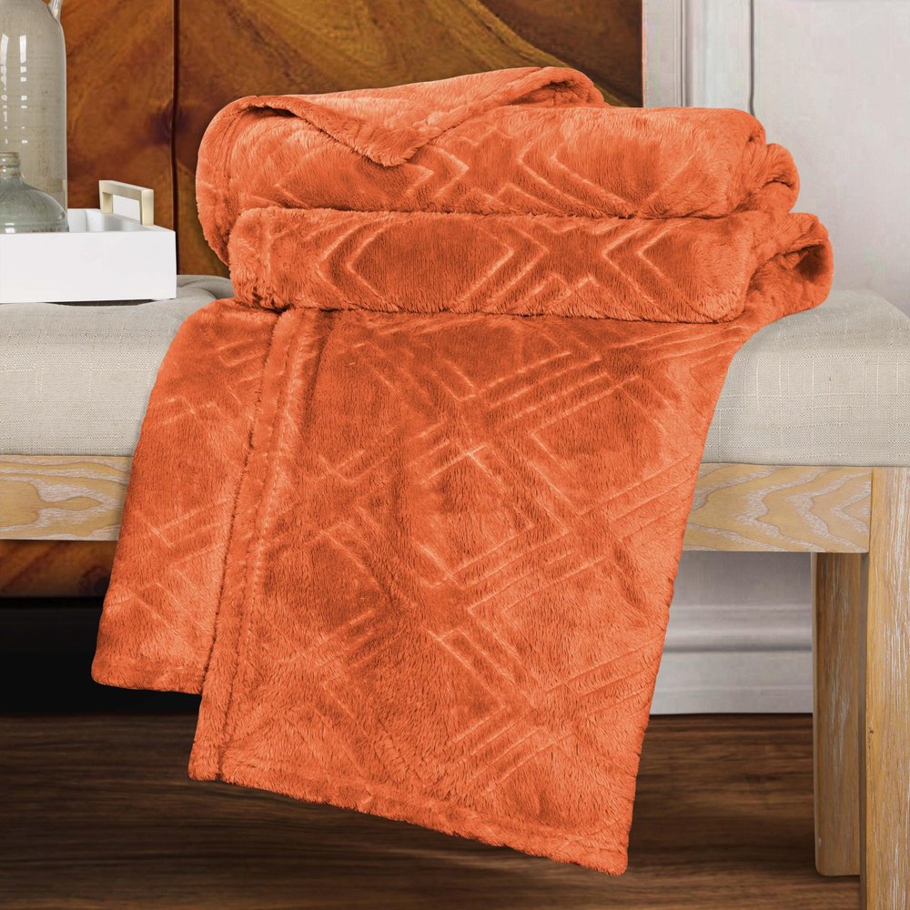 King Rust Flannel Knitted Plush Blanket — view 4
