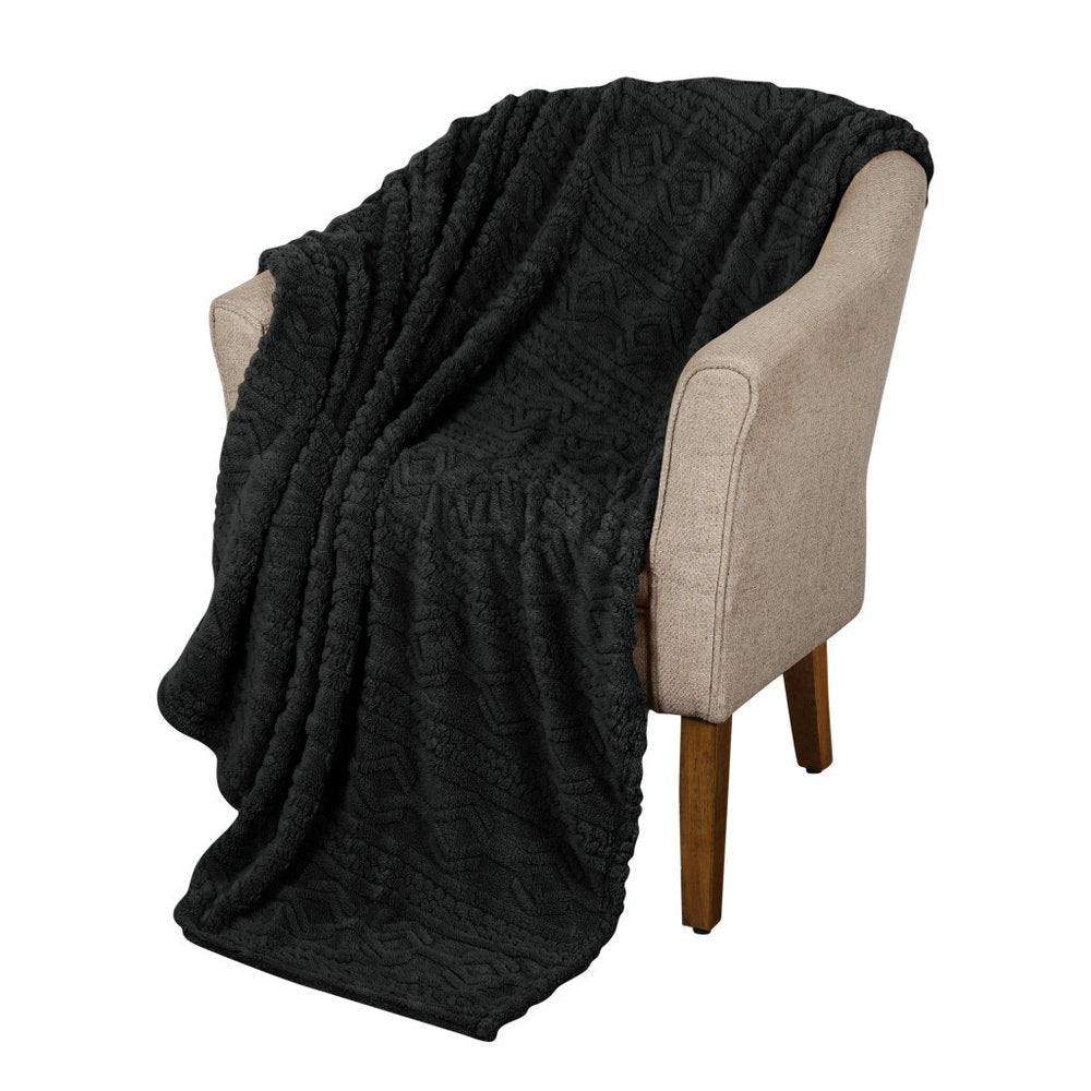 King Black Fleece Geometric Plush 4.20 Pound Weighted Blanket — view 4