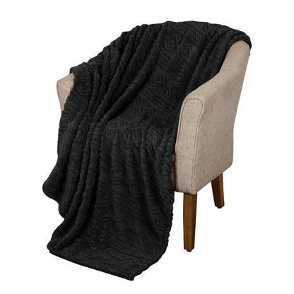 King Black Fleece Geometric Plush 4.20 Pound Weighted Blanket