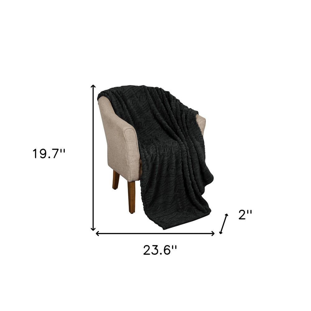 King Black Fleece Geometric Plush 4.20 Pound Weighted Blanket