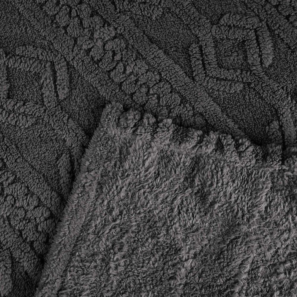 King Charcoal Fleece Knitted Plush Blanket — view 2