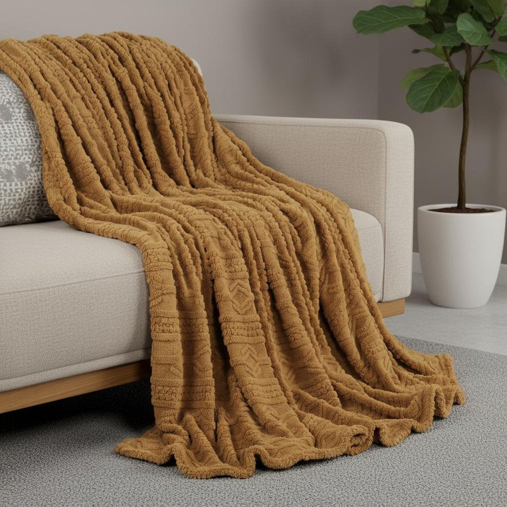 King Camel Fleece Knitted Plush Blanket — view 4
