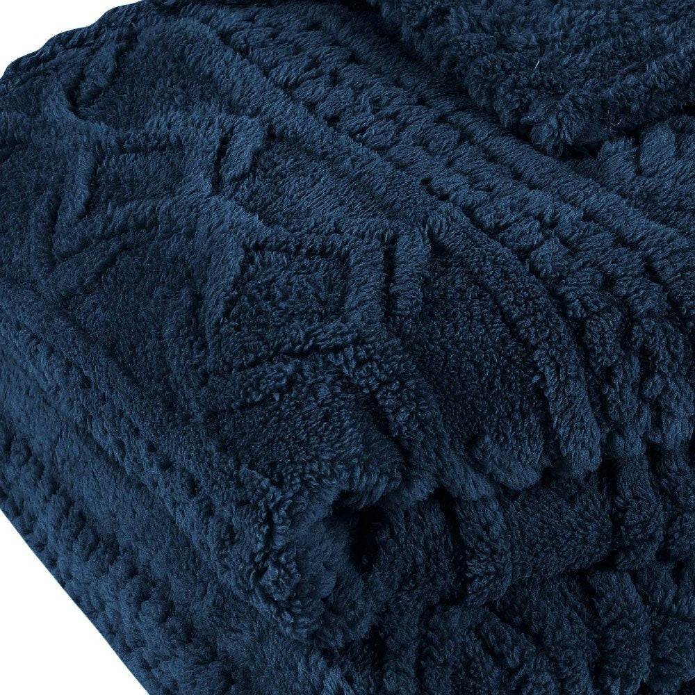 King Navy Blue Fleece Knitted Plush Blanket — view 10