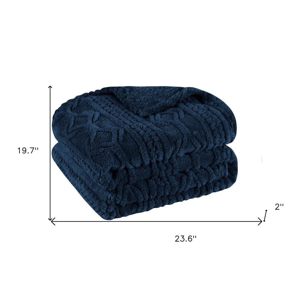 King Navy Blue Fleece Knitted Plush Blanket — view 12
