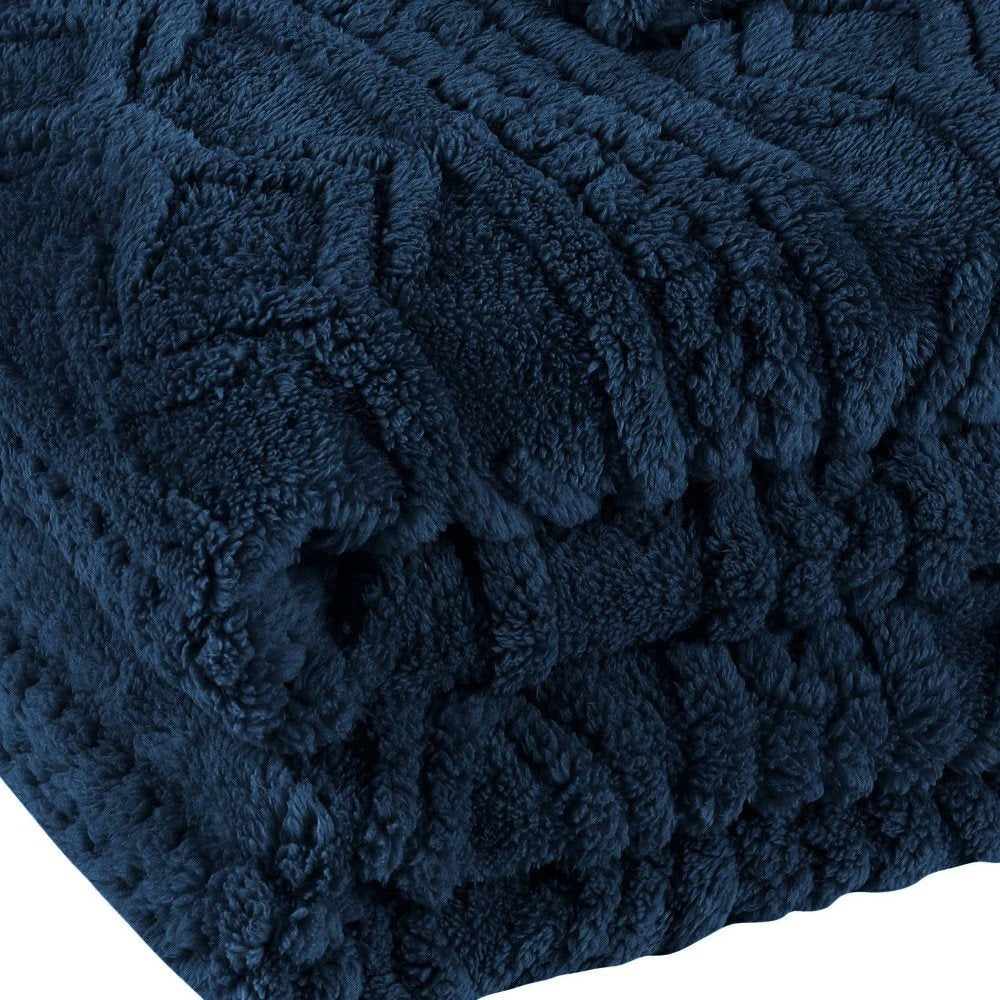 King Navy Blue Fleece Knitted Plush Blanket — view 8