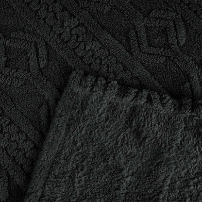 Twin Black Fleece Geometric Plush Blanket