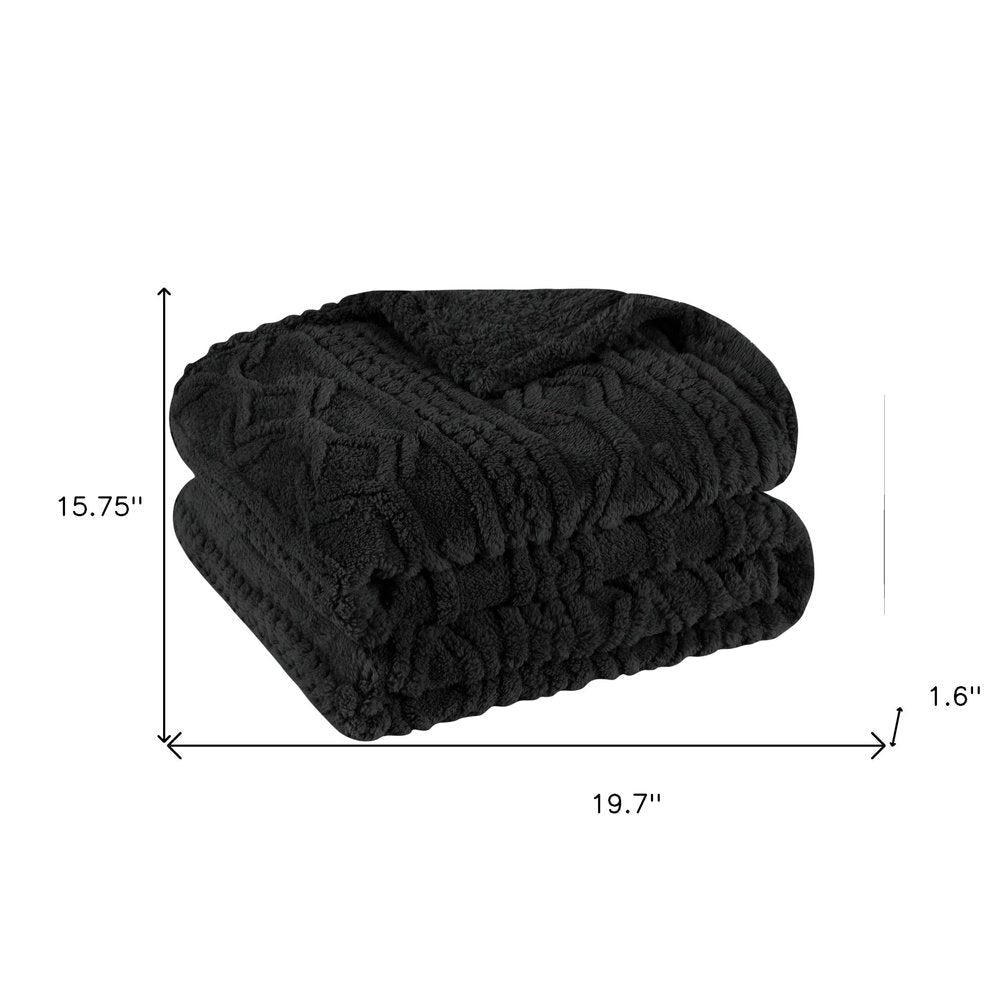 Twin Black Fleece Geometric Plush Blanket — view 6