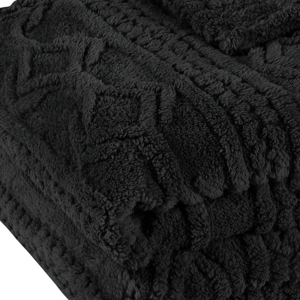 Twin Black Fleece Geometric Plush Blanket — view 7