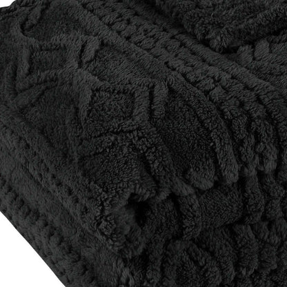 Twin Black Fleece Geometric Plush Blanket