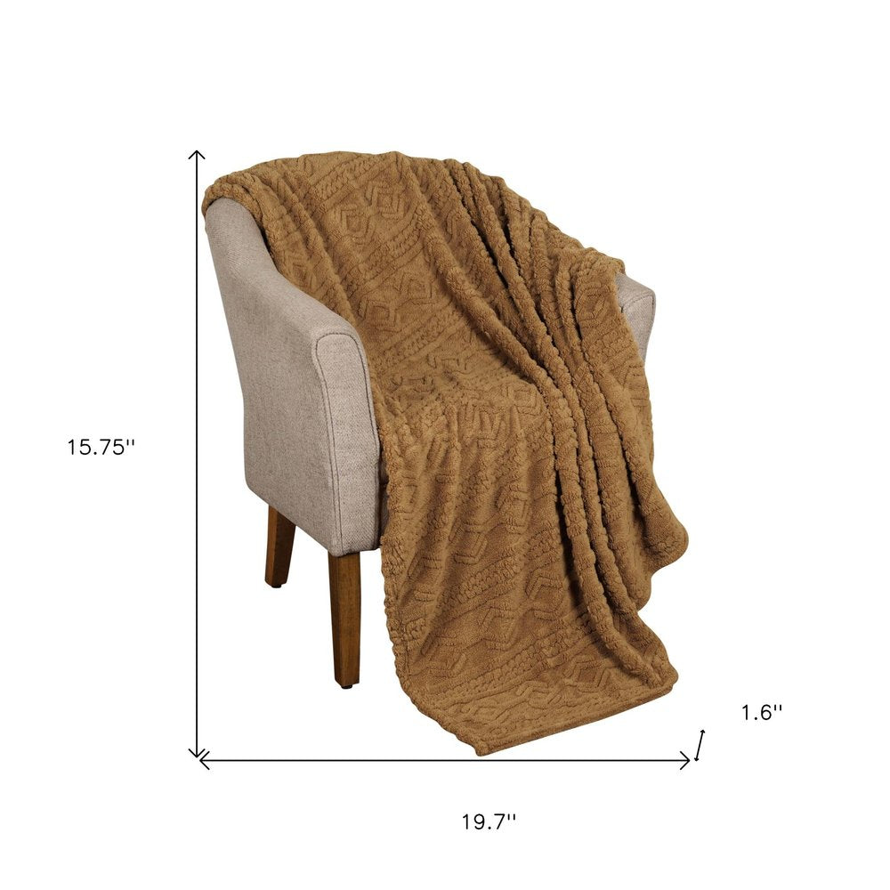 Twin Camel Fleece Geometric Plush Blanket — view 6