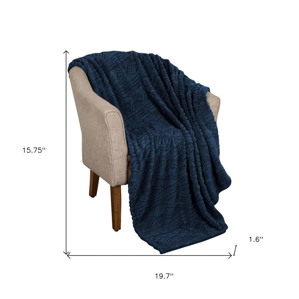 Twin Navy Blue Fleece Geometric Plush Blanket — view 6