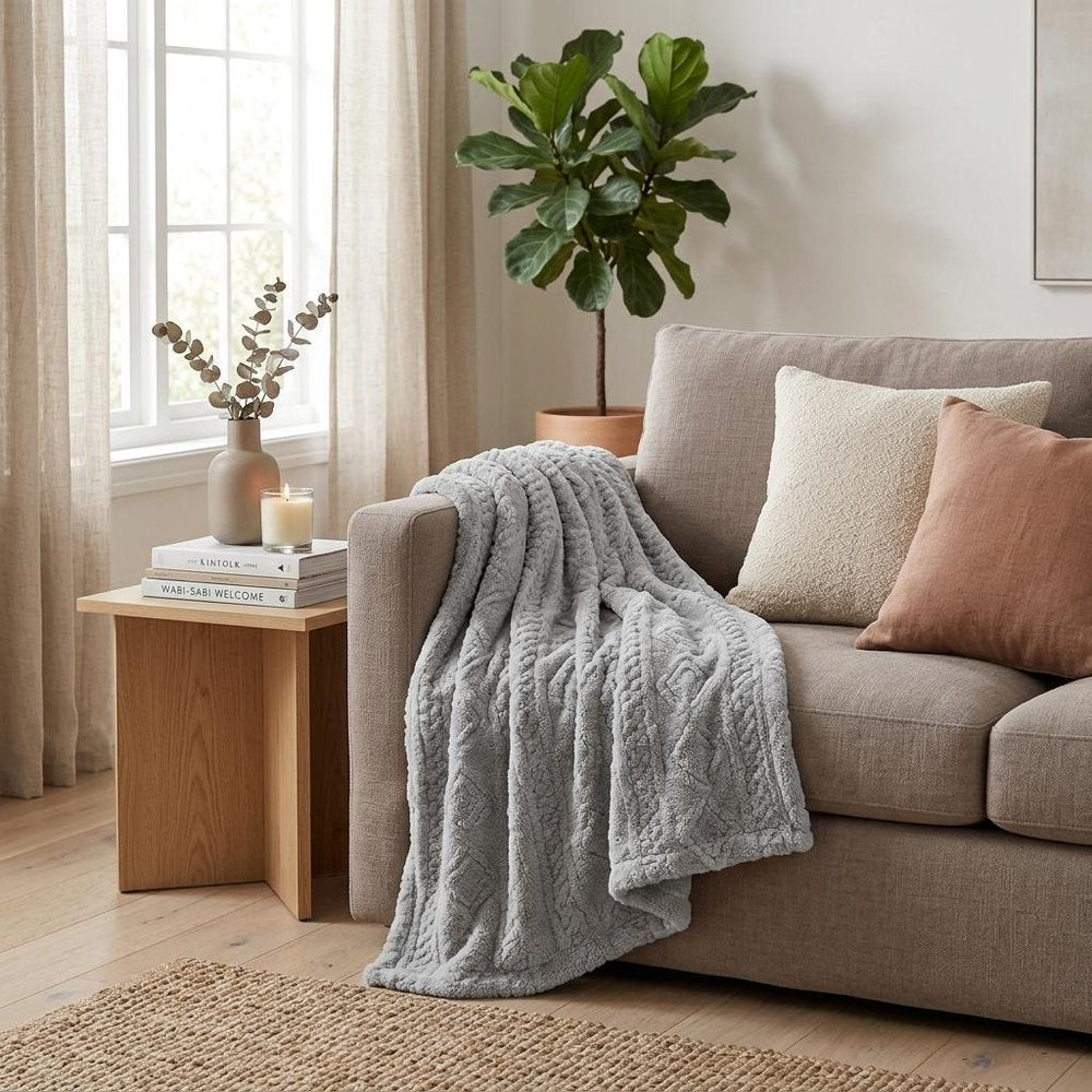 Twin Platinum Fleece Geometric Plush Blanket — view 8