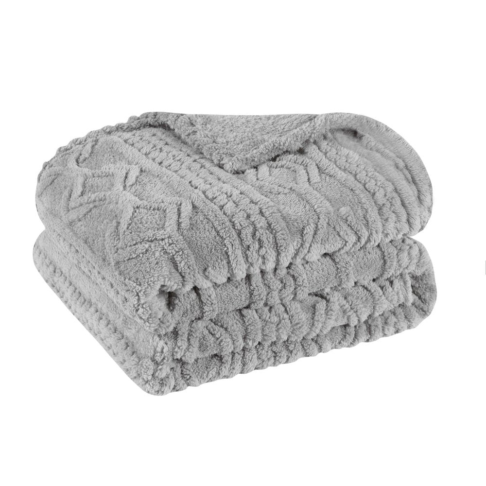 Twin Platinum Fleece Geometric Plush Blanket — view 1