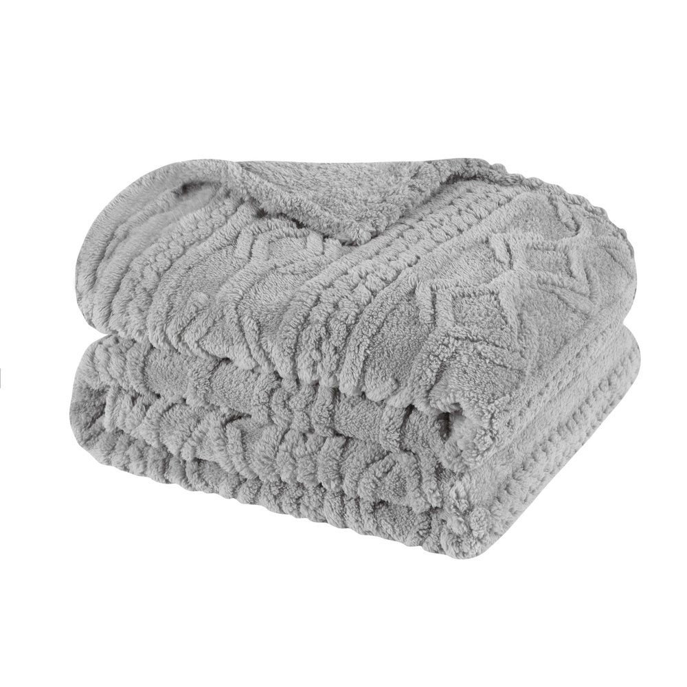 Twin Platinum Fleece Geometric Plush Blanket — view 6