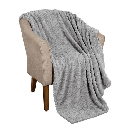 Twin Platinum Fleece Geometric Plush Blanket