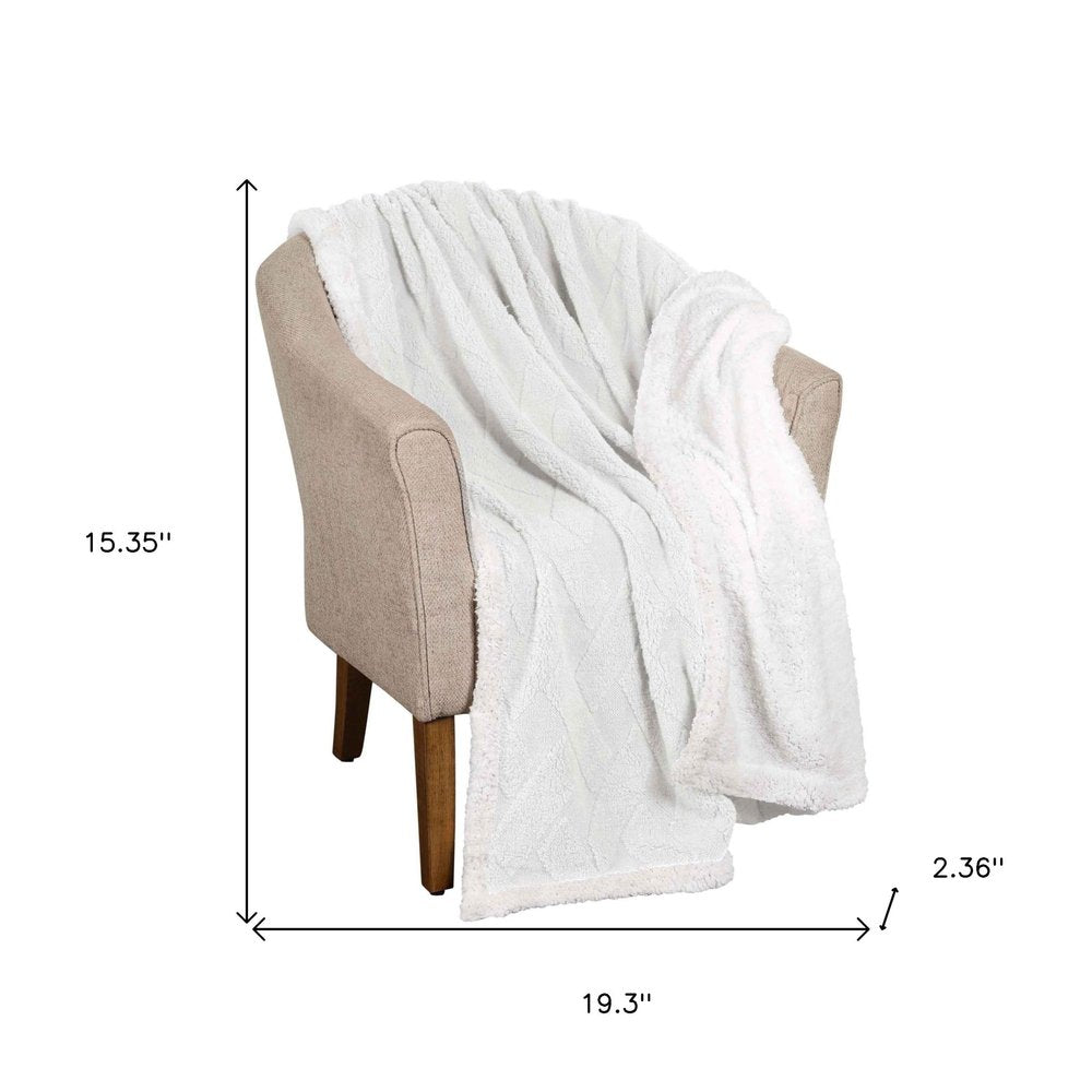 Queen White Fleece Knitted Plush Blanket — view 5