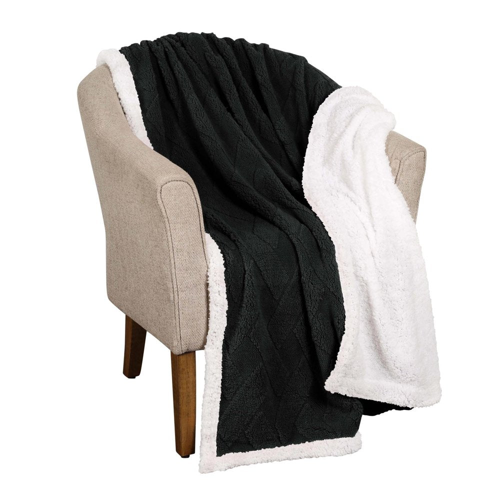 King Black Fleece Knitted Plush Blanket — view 1