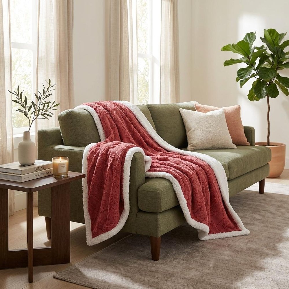 King Red And Orange Fleece Knitted Plush Blanket — view 8