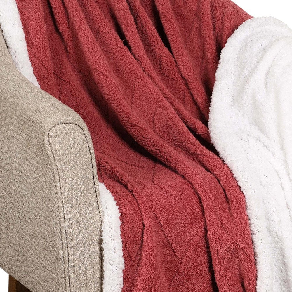 King Red And Orange Fleece Knitted Plush Blanket — view 5