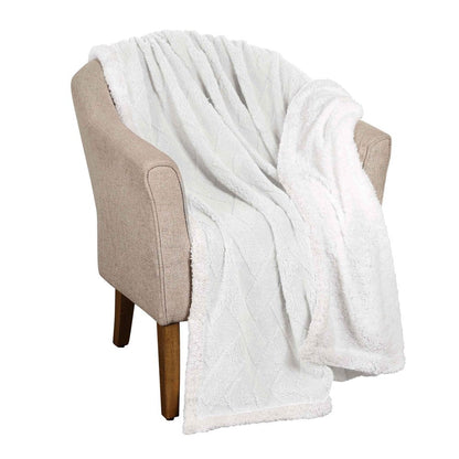 King White Fleece Knitted Plush Blanket