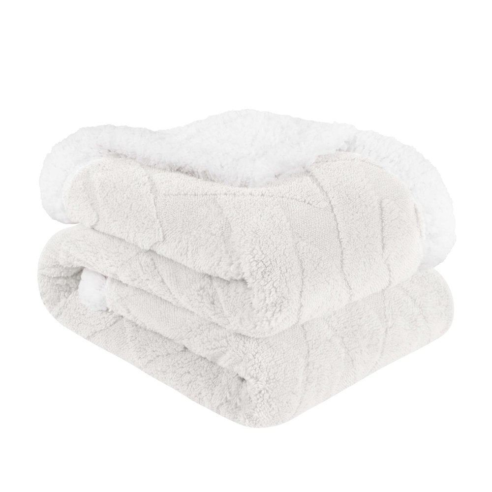 King White Fleece Knitted Plush Blanket — view 6