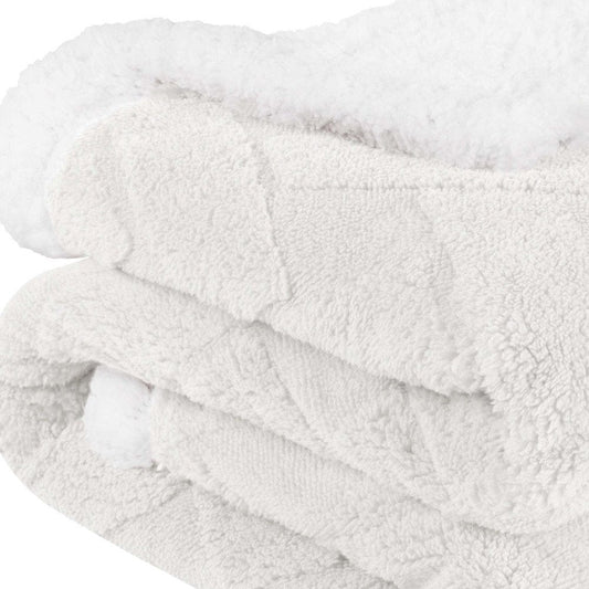 King White Fleece Knitted Plush Blanket