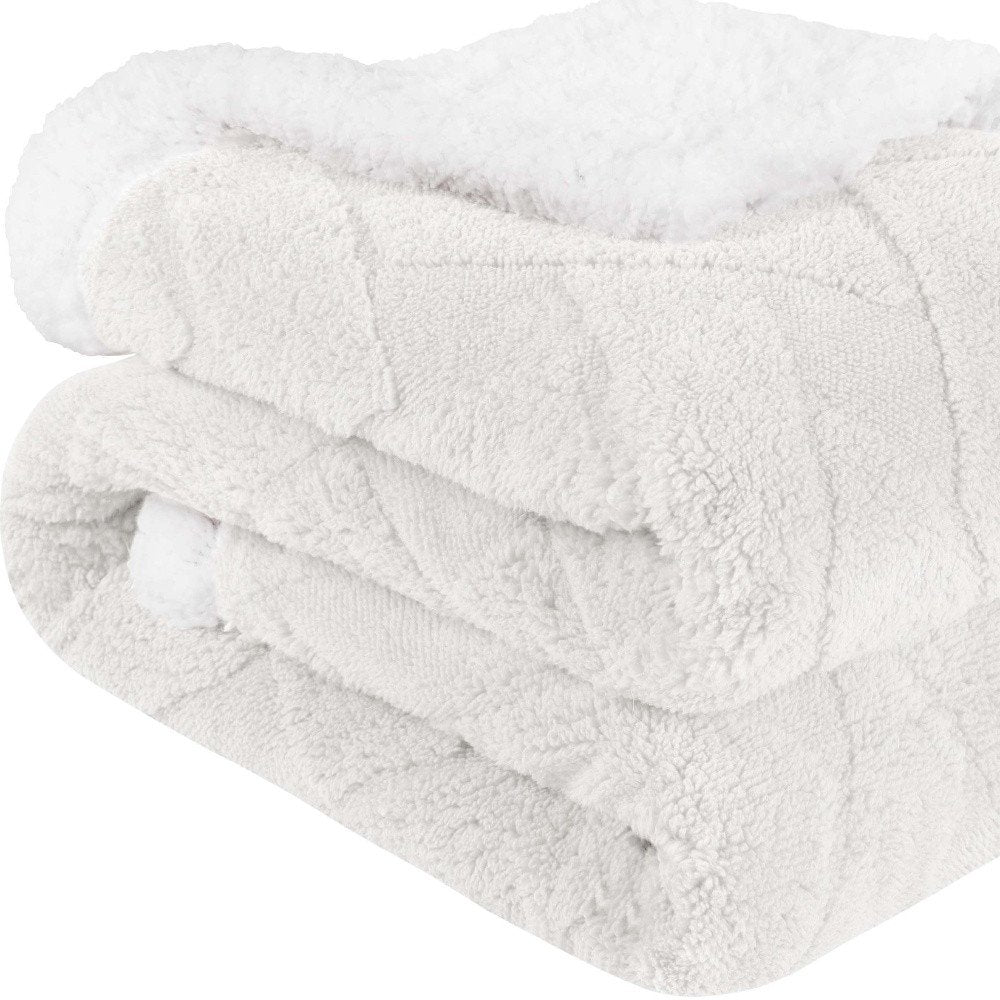 King White Fleece Knitted Plush Blanket — view 3
