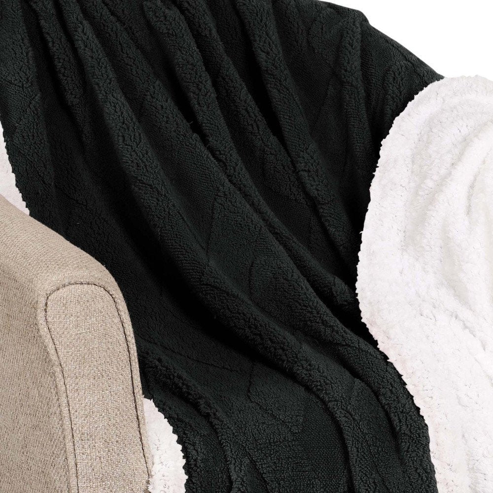 Twin Black Fleece Knitted Plush Blanket — view 6