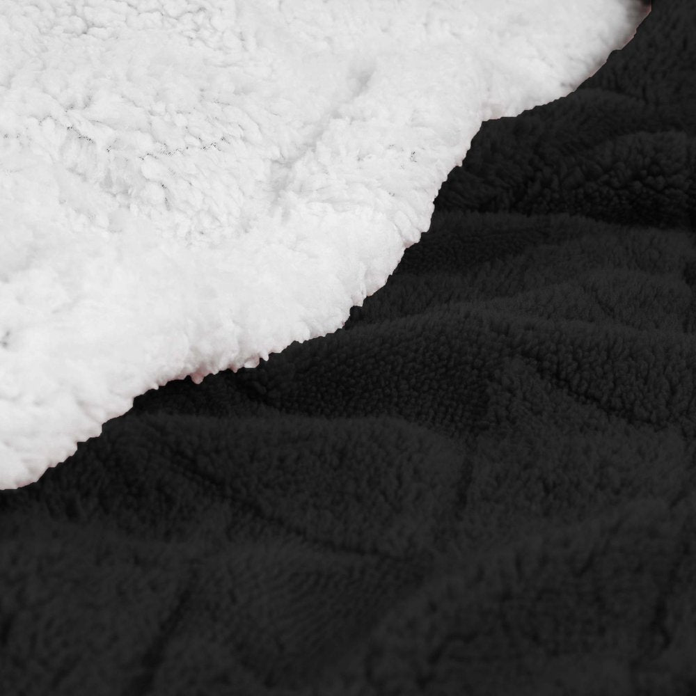 Twin Black Fleece Knitted Plush Blanket — view 2