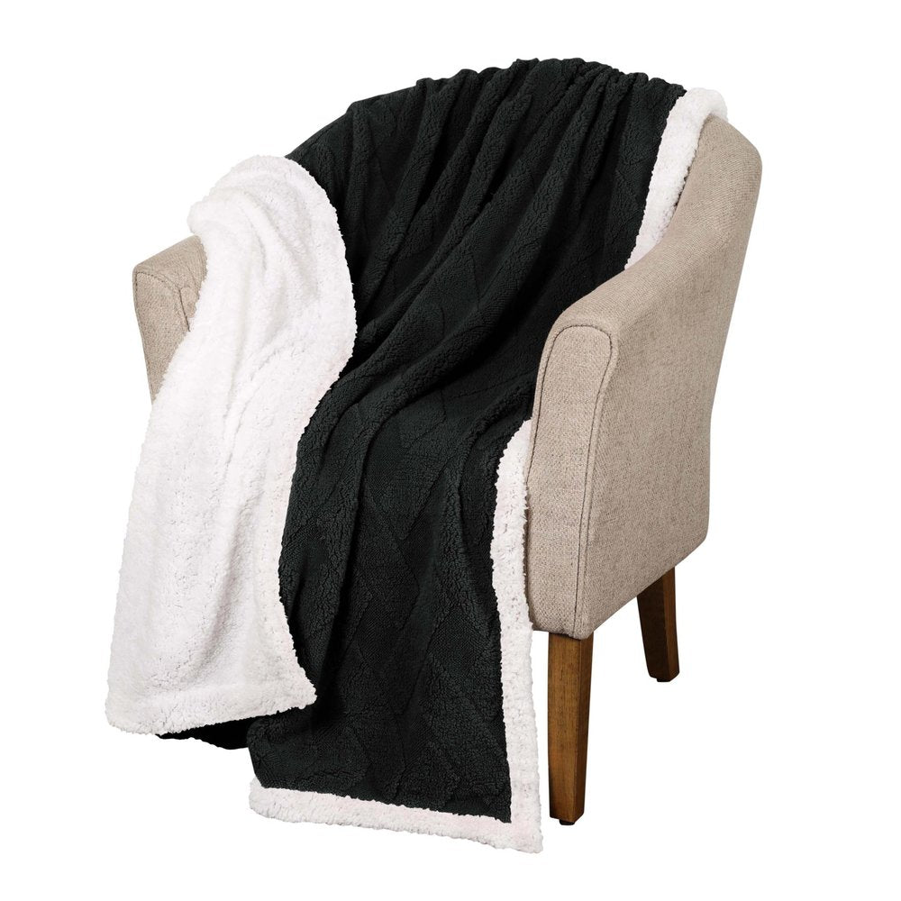 Twin Black Fleece Knitted Plush Blanket — view 7