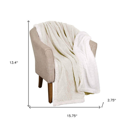 Twin Ivory Fleece Geometric Plush Blanket