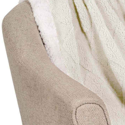 Twin Ivory Fleece Geometric Plush Blanket
