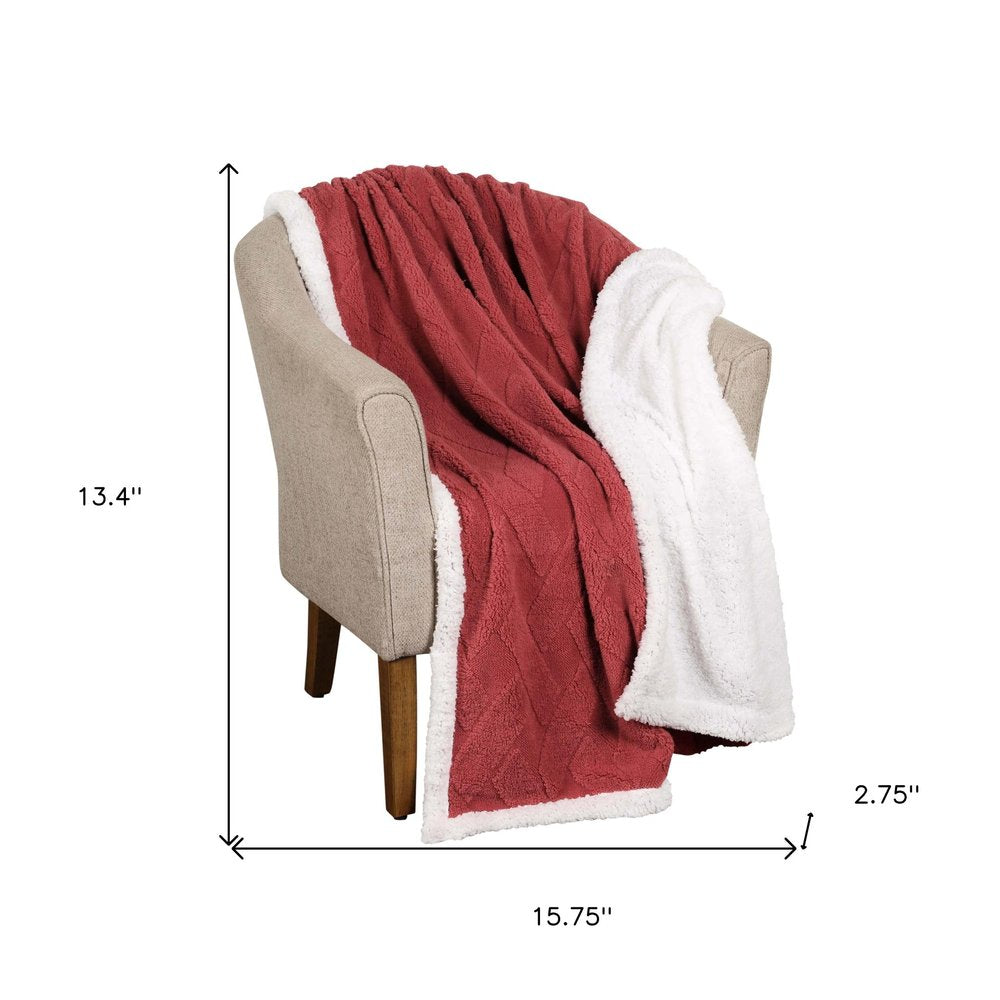 Twin Red And Orange Fleece Knitted Plush Blanket — view 2