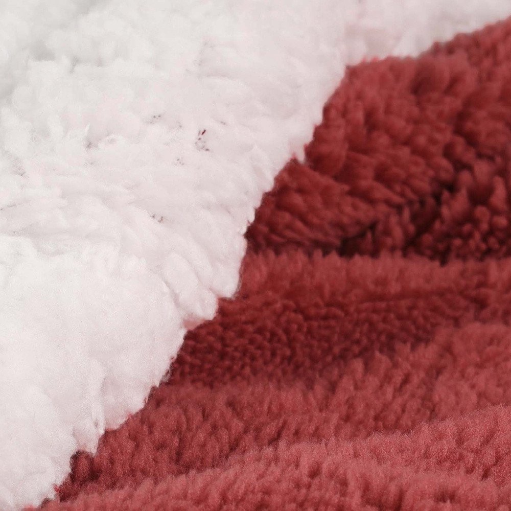 Twin Red And Orange Fleece Knitted Plush Blanket — view 1
