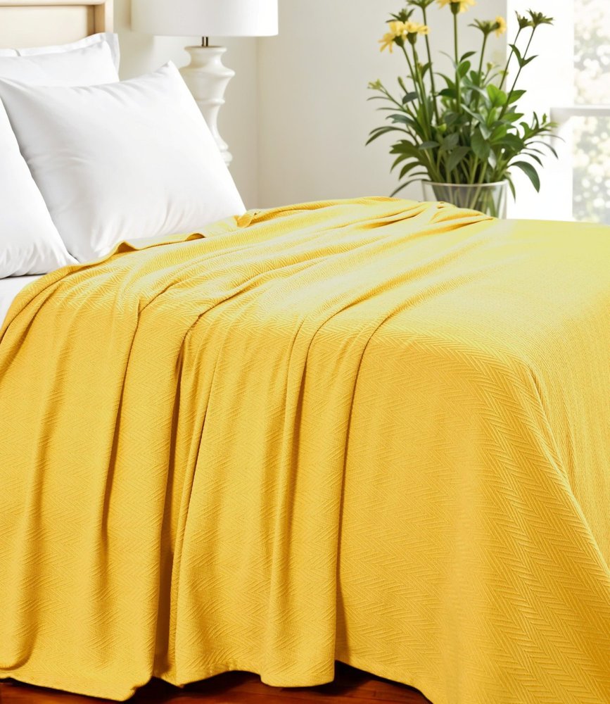 California King Gold Cotton Woven Chevron Blanket HomeRoots