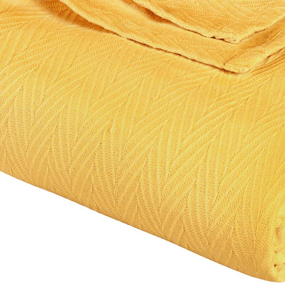California King Gold Cotton Woven Chevron Blanket HomeRoots