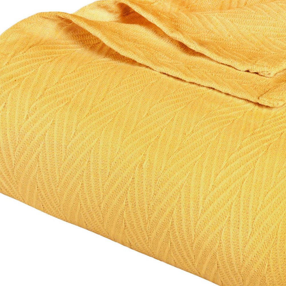California King Gold Cotton Woven Chevron Blanket HomeRoots
