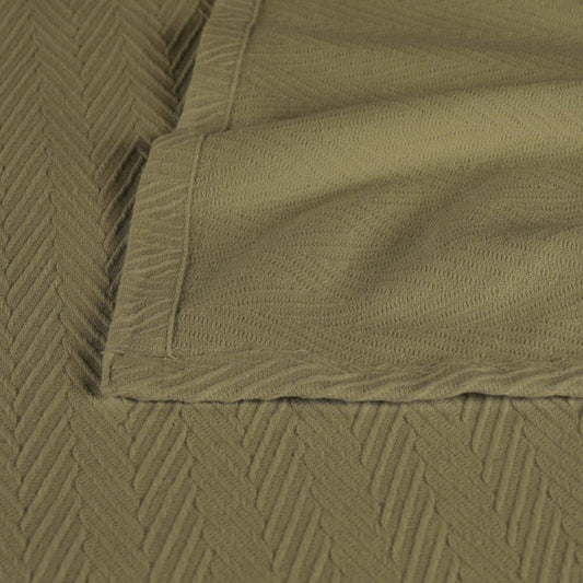 California King Sage Cotton Chevron Blanket