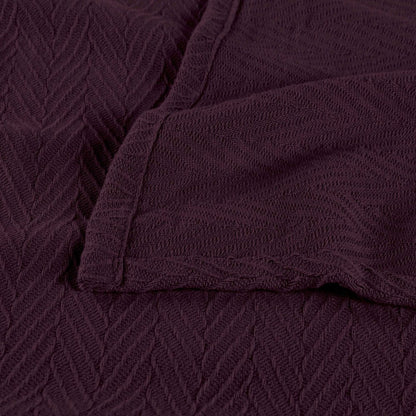 Queen Plum Cotton Woven Chevron Blanket HomeRoots