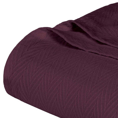 Queen Plum Cotton Woven Chevron Blanket HomeRoots