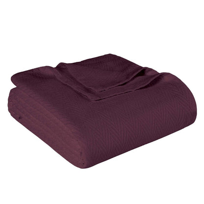 Queen Plum Cotton Woven Chevron Blanket HomeRoots