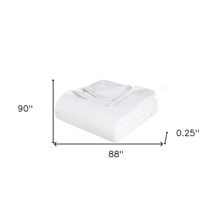 Queen White Cotton Woven Chevron Blanket HomeRoots