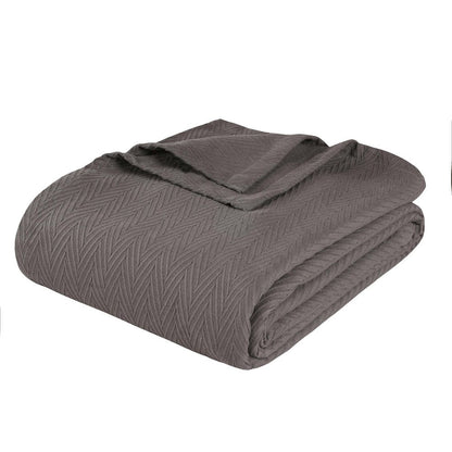 King Charcoal Cotton Woven Chevron Blanket HomeRoots