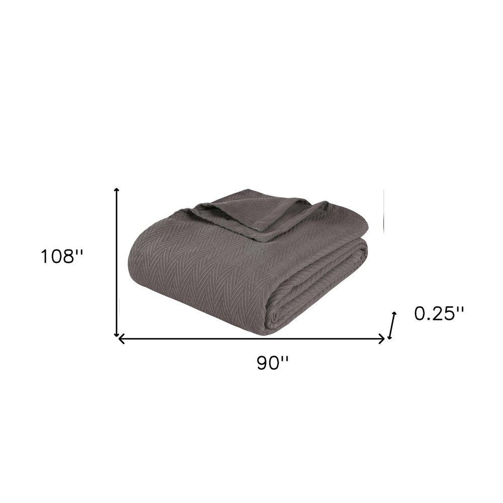 King Charcoal Cotton Woven Chevron Blanket HomeRoots