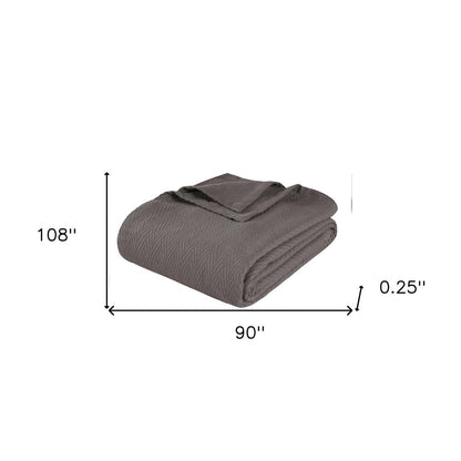 King Charcoal Cotton Woven Chevron Blanket HomeRoots