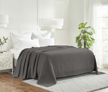 King Charcoal Cotton Woven Chevron Blanket HomeRoots