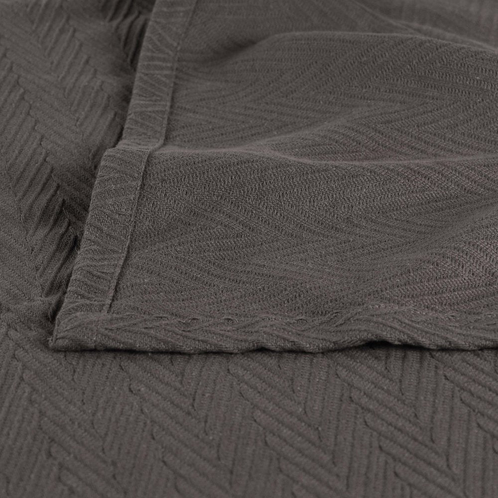 King Charcoal Cotton Woven Chevron Blanket HomeRoots