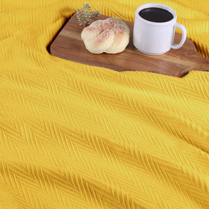 King Gold Cotton Woven Chevron Blanket HomeRoots